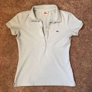LACOSTE Pique Shortsleeved Top, Blue, Sz 36. (4)